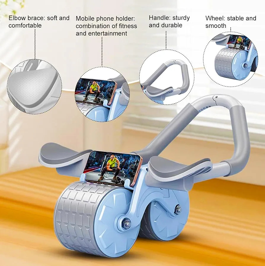 6D Abs Roller Workout Abdominal Exercise Rollers, Automatic Rebound Abdominal Wheel, Fitness Roller Exercise Wheel Workout Trainer Gym Home Fitness Equipment Roller Arms Back 